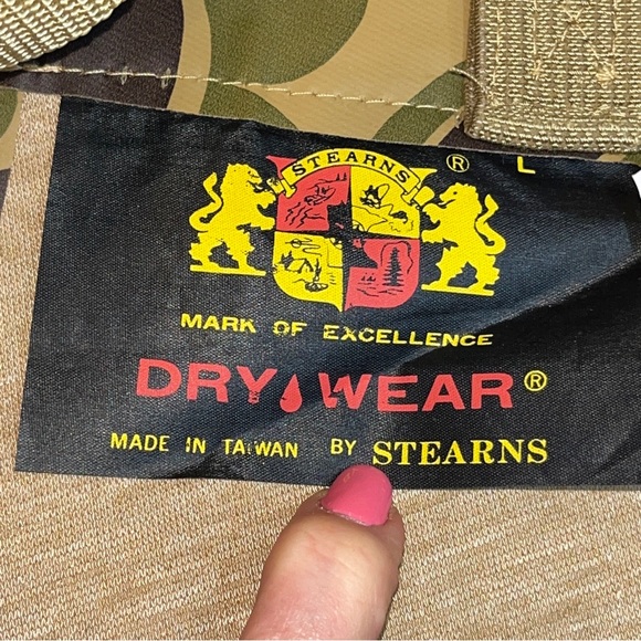 STEARNS CAMO WADERS DRY WEAR PVC WATERPROOF TAN Suspender Pants OVERALLS men LRG - Picture 2 of 16